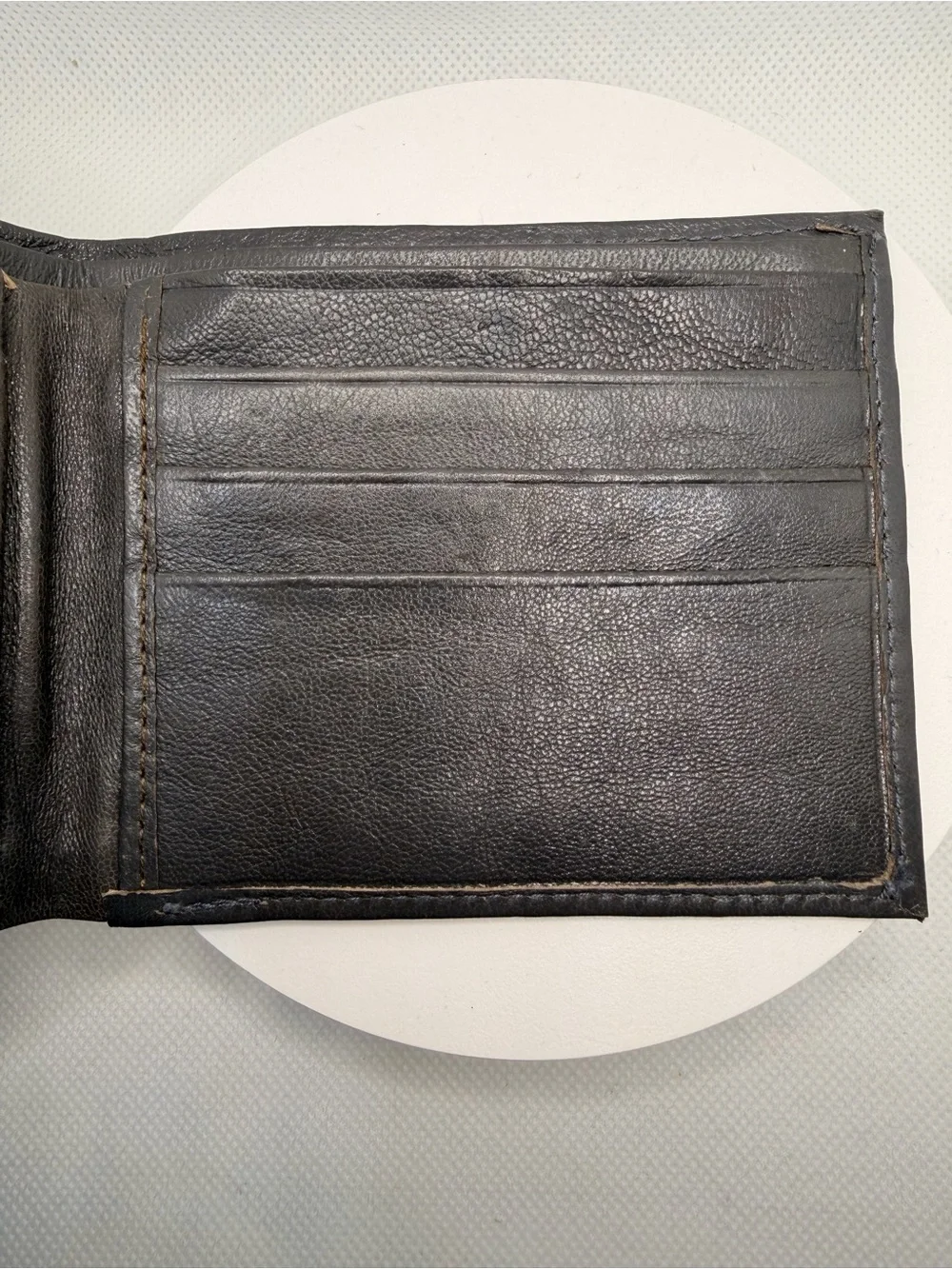 Genuine Leather Grey Minimalist Bi Fold Slim Billfold Wallet